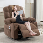 Fauteuil inclinable gris surdimensionné avec chauffage et port USB