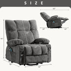 Fauteuil relaxant électrique bleu avec fonctions de chauffage, de massage, de chargement USB, de rangement latéral et de télécommande