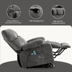 Fauteuil relaxant électrique bleu avec fonctions de chauffage, de massage, de chargement USB, de rangement latéral et de télécommande