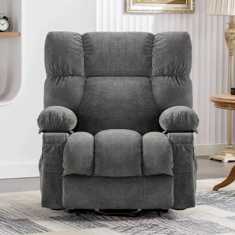 Fauteuil relaxant électrique bleu avec fonctions de chauffage, de massage, de chargement USB, de rangement latéral et de télécommande