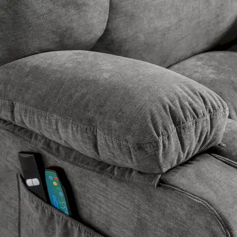 Fauteuil relaxant électrique bleu avec fonctions de chauffage, de massage, de chargement USB, de rangement latéral et de télécommande