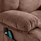 Fauteuil relaxant électrique bleu avec fonctions de chauffage, de massage, de chargement USB, de rangement latéral et de télécommande