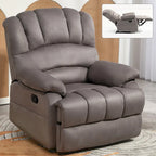 Fauteuil inclinable manuel surdimensionné marron/gris, inclinaison 155°, une place