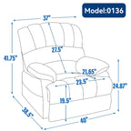 Fauteuil inclinable manuel surdimensionné marron/gris, inclinaison 155°, une place