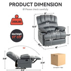 Fauteuil inclinable manuel surdimensionné marron/gris, inclinaison 155°, une place