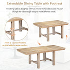 Ensemble de salle à manger 6 pièces en bois avec table extensible, 4 chaises et banc
