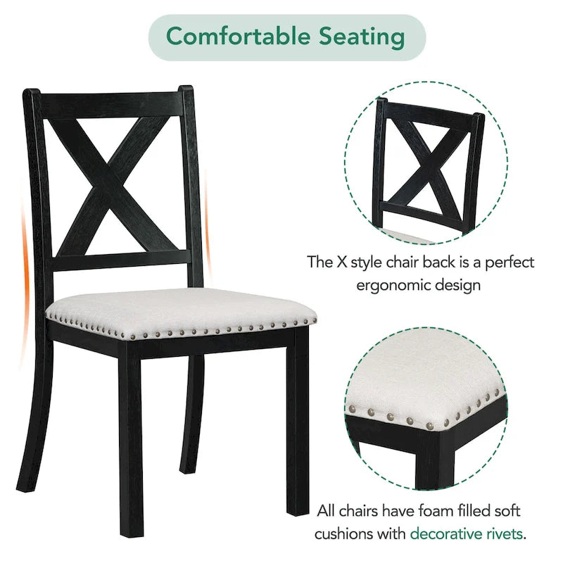 Ensemble de salle à manger 6 pièces en bois avec table extensible, 4 chaises et banc