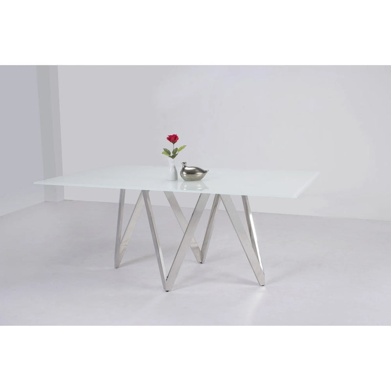 Ensemble de salle à manger moderne Somette avec table en verre blanc et 4 chaises