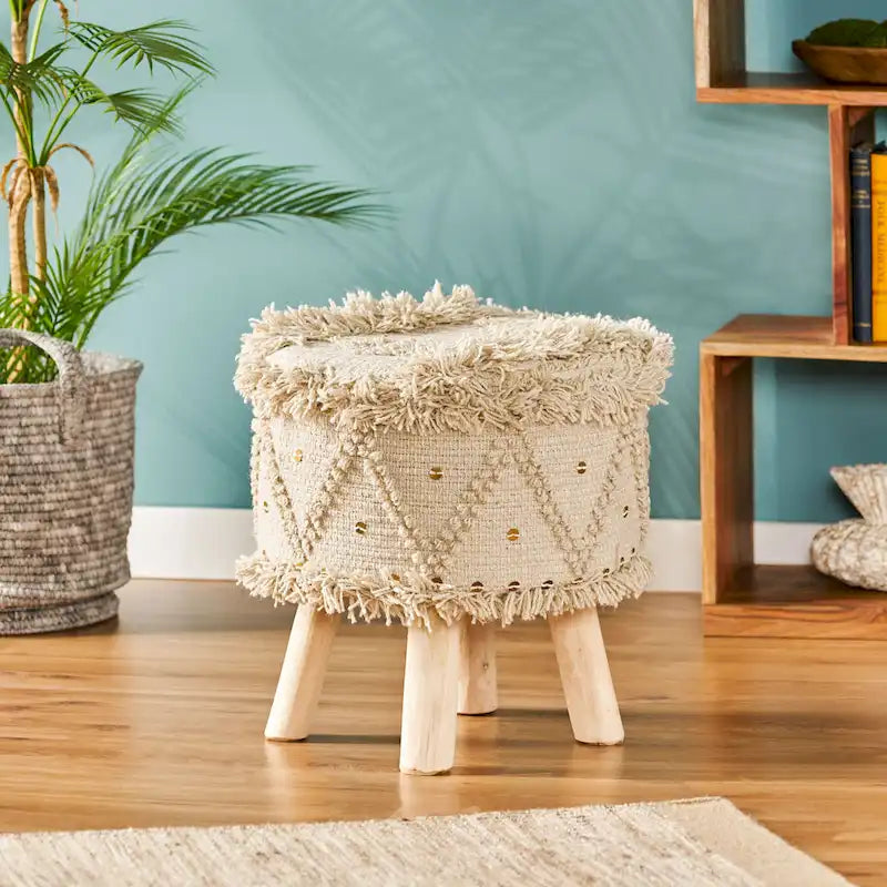 Tabouret en tissu bohème fait à la main Roja par Christopher Knight Home