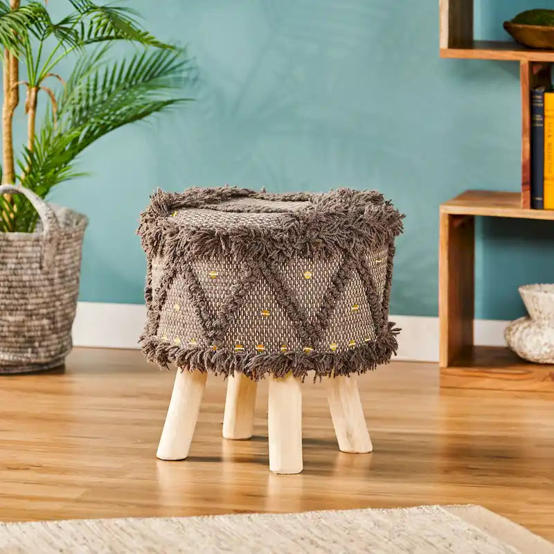 Tabouret en tissu bohème fait à la main Roja par Christopher Knight Home