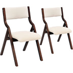 Chaises de salle à manger pliantes avec sièges rembourrés, lot de 2, beiges