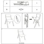 Chaises de salle à manger pliantes avec sièges rembourrés, lot de 2, beiges