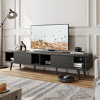 Meuble TV pour téléviseurs jusqu'à 75 pouces avec meuble TV en bois massif de style Mid-century - 70 pouces