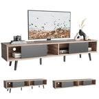 Meuble TV pour téléviseurs jusqu'à 75 pouces avec meuble TV en bois massif de style Mid-century - 70 pouces