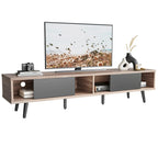 Meuble TV pour téléviseurs jusqu'à 75 pouces avec meuble TV en bois massif de style Mid-century - 70 pouces