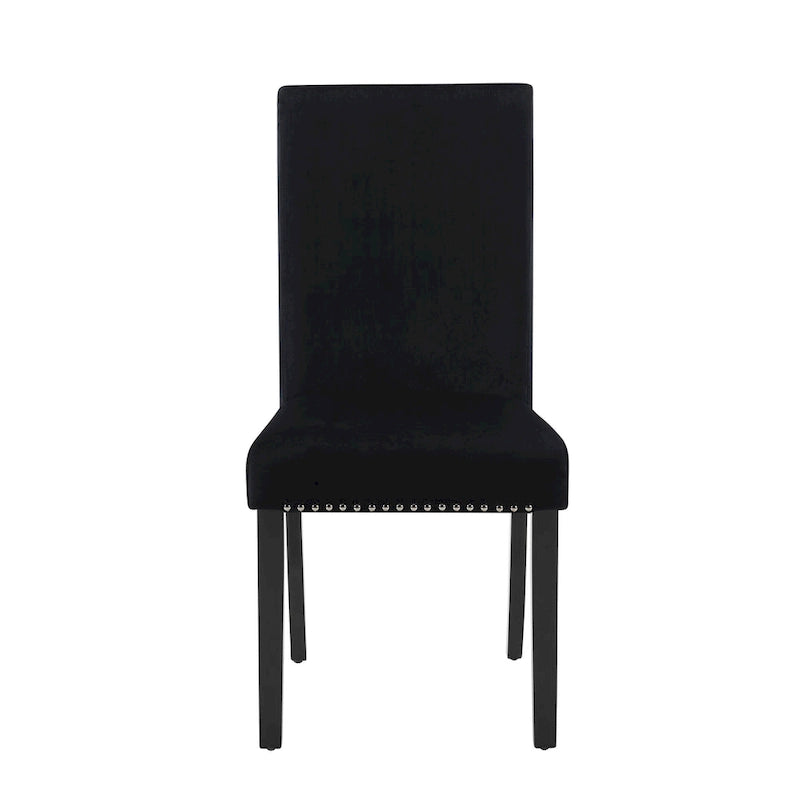 Lot de 2 chaises de salle à manger contemporaines en velours Roundhill Furniture Cobre avec garniture cloutée