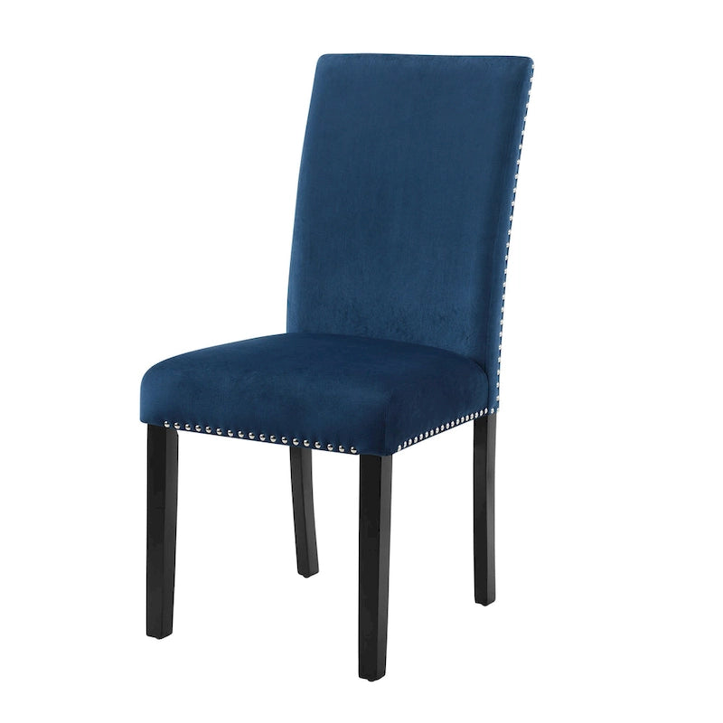 Lot de 2 chaises de salle à manger contemporaines en velours Roundhill Furniture Cobre avec garniture cloutée