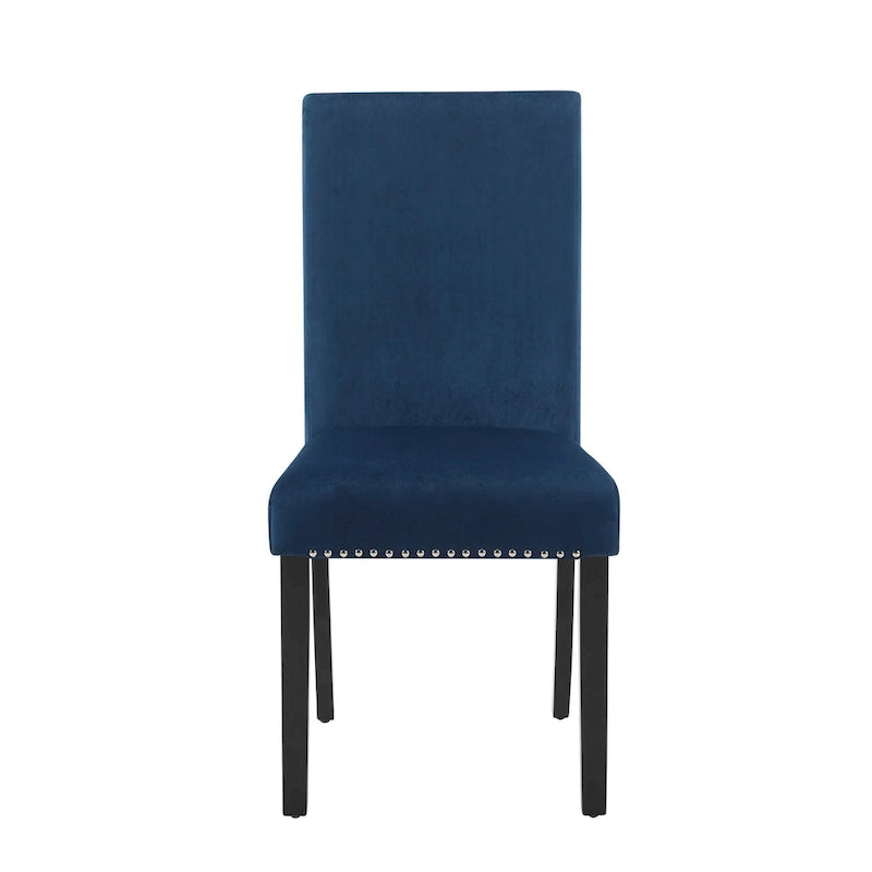 Lot de 2 chaises de salle à manger contemporaines en velours Roundhill Furniture Cobre avec garniture cloutée