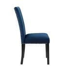 Lot de 2 chaises de salle à manger contemporaines en velours Roundhill Furniture Cobre avec garniture cloutée