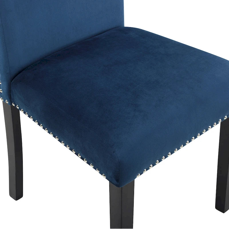 Lot de 2 chaises de salle à manger contemporaines en velours Roundhill Furniture Cobre avec garniture cloutée