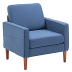 Fauteuil d'appoint rembourré avec pieds en bois massif – Bleu / Gris / Blanc cassé