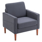 Fauteuil d'appoint rembourré avec pieds en bois massif – Bleu / Gris / Blanc cassé
