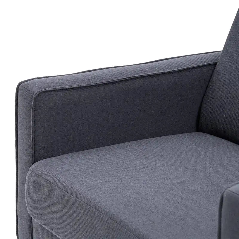 Fauteuil d'appoint rembourré avec pieds en bois massif – Bleu / Gris / Blanc cassé
