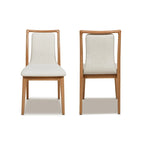 Chaise de salle à manger scandinave rembourrée en bois clair naturel (lot de 2)