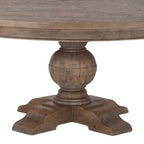 Table à manger ronde en teck vieilli gris, marron, 5 places