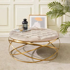 SAFAVIEH Couture Pouf Betta en Velours Capitonnés