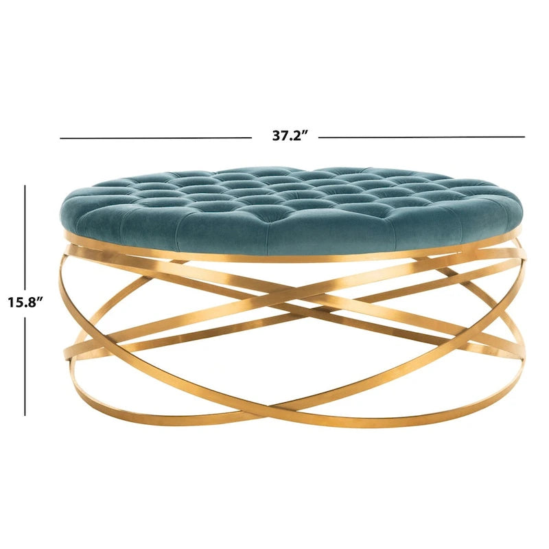 SAFAVIEH Couture Pouf Betta en Velours Capitonnés