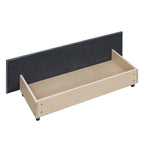 Lit de rangement capitonné en velours gris/beige Queen avec 4 tiroirs, assemblage par 2 personnes