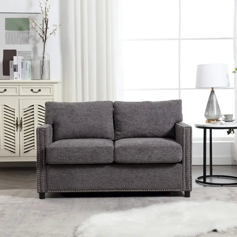 Causeuse moderne en tissu chenille, Canapé 2 places capitonné pour Salon Chambre Appartement