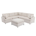Grand canapé d'angle moderne en U, avec poufs amovibles pour salon