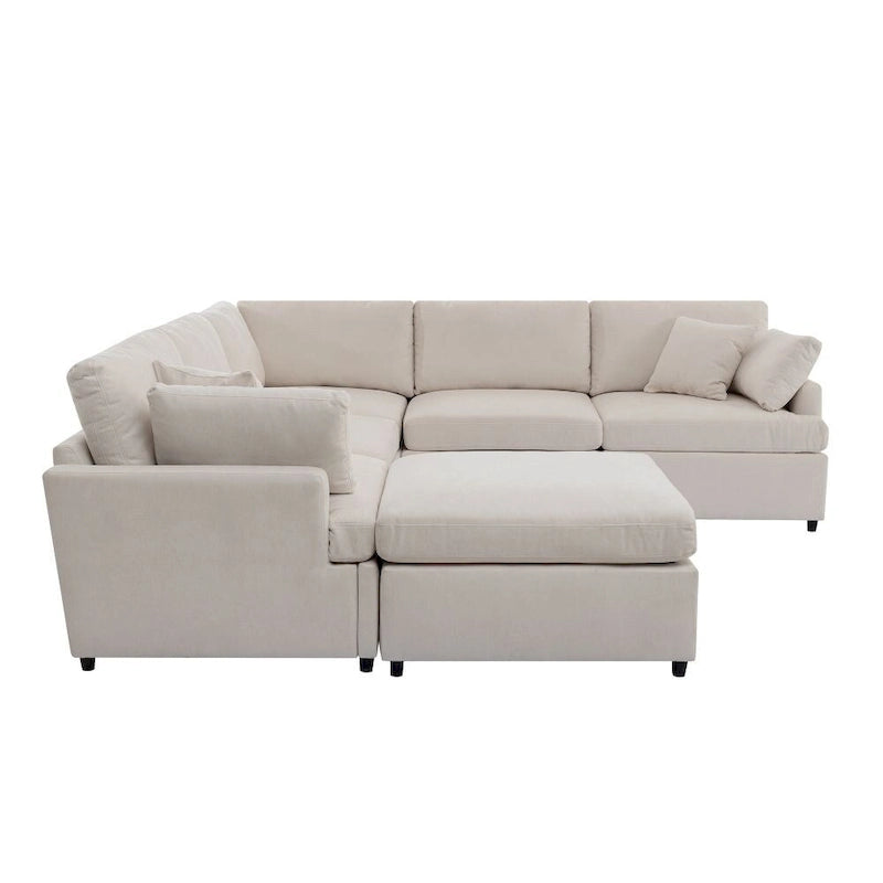 Grand canapé d'angle moderne en U, avec poufs amovibles pour salon