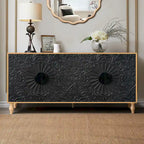 Carved Symmetrical Design Door Storage Cabinet
