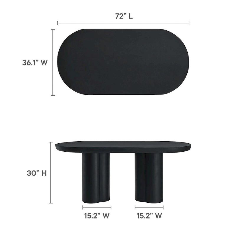 Table à manger ovale en béton Caspian 72