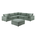 Canapé d'angle modulaire en velours côtelé 6 pièces avec ottoman