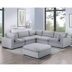 Canapé d'angle modulaire en velours côtelé 6 pièces avec ottoman