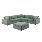 Canapé d'angle modulaire en velours côtelé 6 pièces avec ottoman