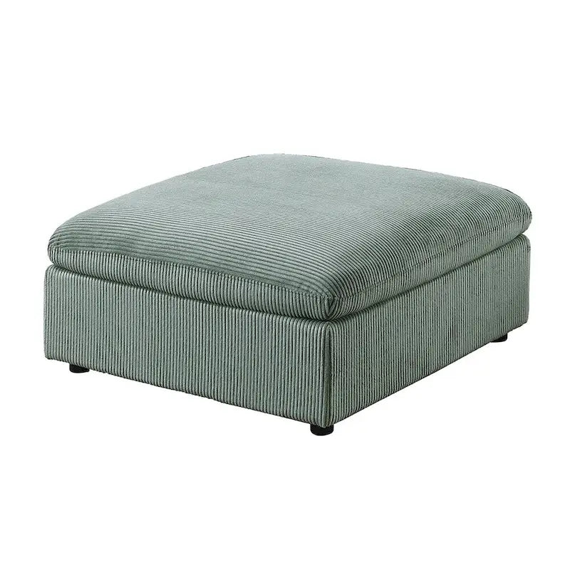 Canapé d'angle modulaire en velours côtelé 6 pièces avec ottoman