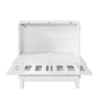 Lit armoire escamotable en pin massif avec station de recharge et grand tiroir de rangement pour bureau à domicile ou petite pièce, grand lit