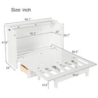 Lit armoire escamotable en pin massif avec station de recharge et grand tiroir de rangement pour bureau à domicile ou petite pièce, grand lit