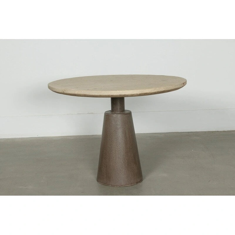Table ronde sur pied 39 po, aspect naturel vieilli
