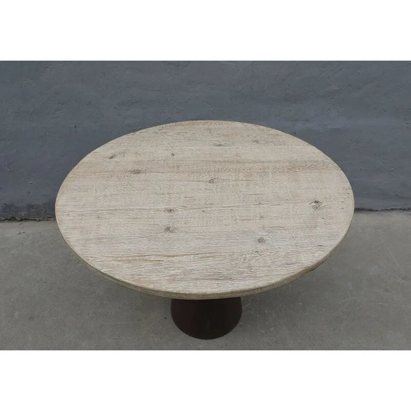 Table ronde sur pied 39 po, aspect naturel vieilli